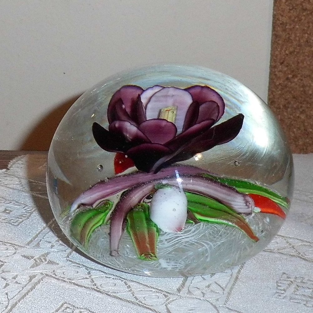 Vintage Murano Handblown Floral Paperweight